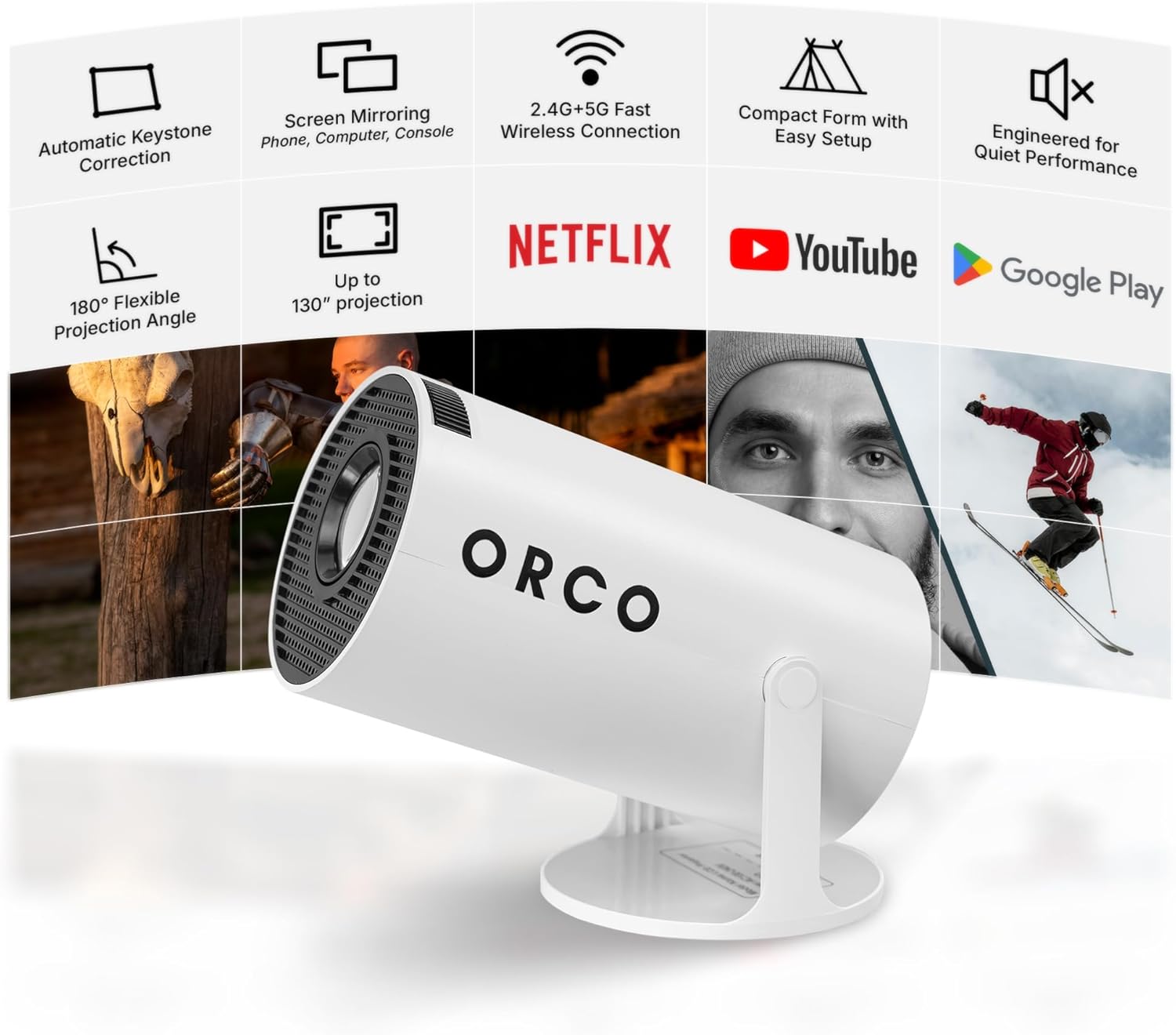 ORCO Mini Projector | Netflix, YouTube and Google Play | Built-in ...