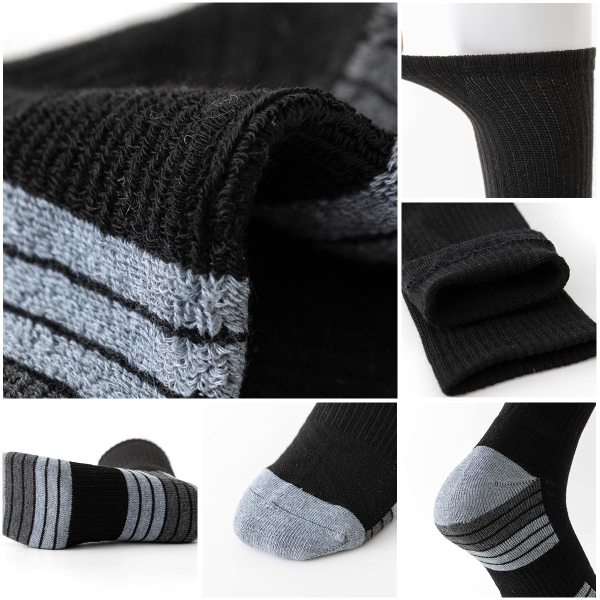 JOYNÉE 8 Pairs Men's Athletic Cushioned Crew Socks Warm Thicker Winter Thermal Moisture Wicking Work Boot Socks Size 10-13