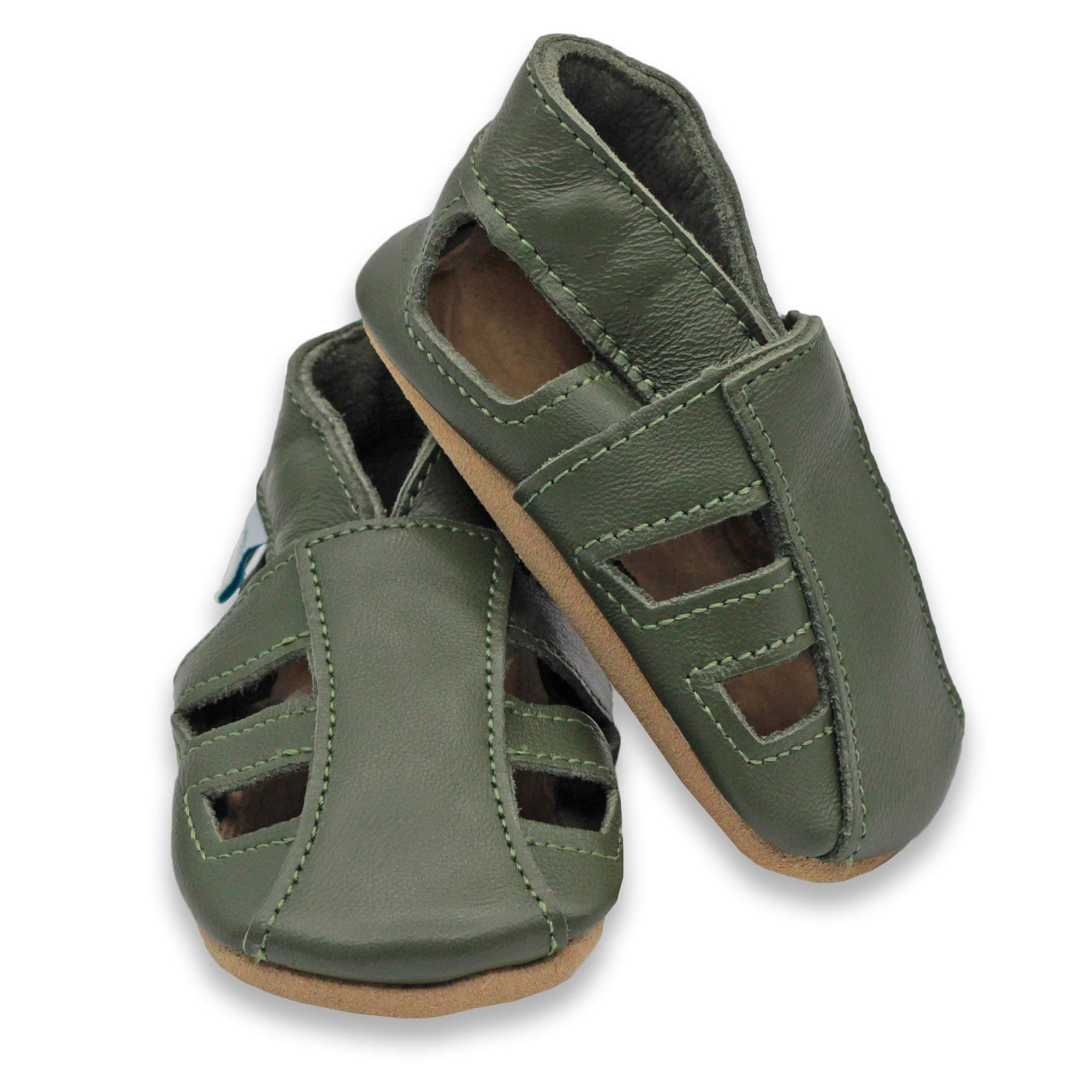 Dotty Fish Soft Sole Leather Sandals for Babies & Kids – Barefoot Feel, Non-Slip Sole, Breathable, Lightweight & Flexible Summer Shoes for Boys & Girls - British Brand - 0-6 Months - 4-5 Years — view 5