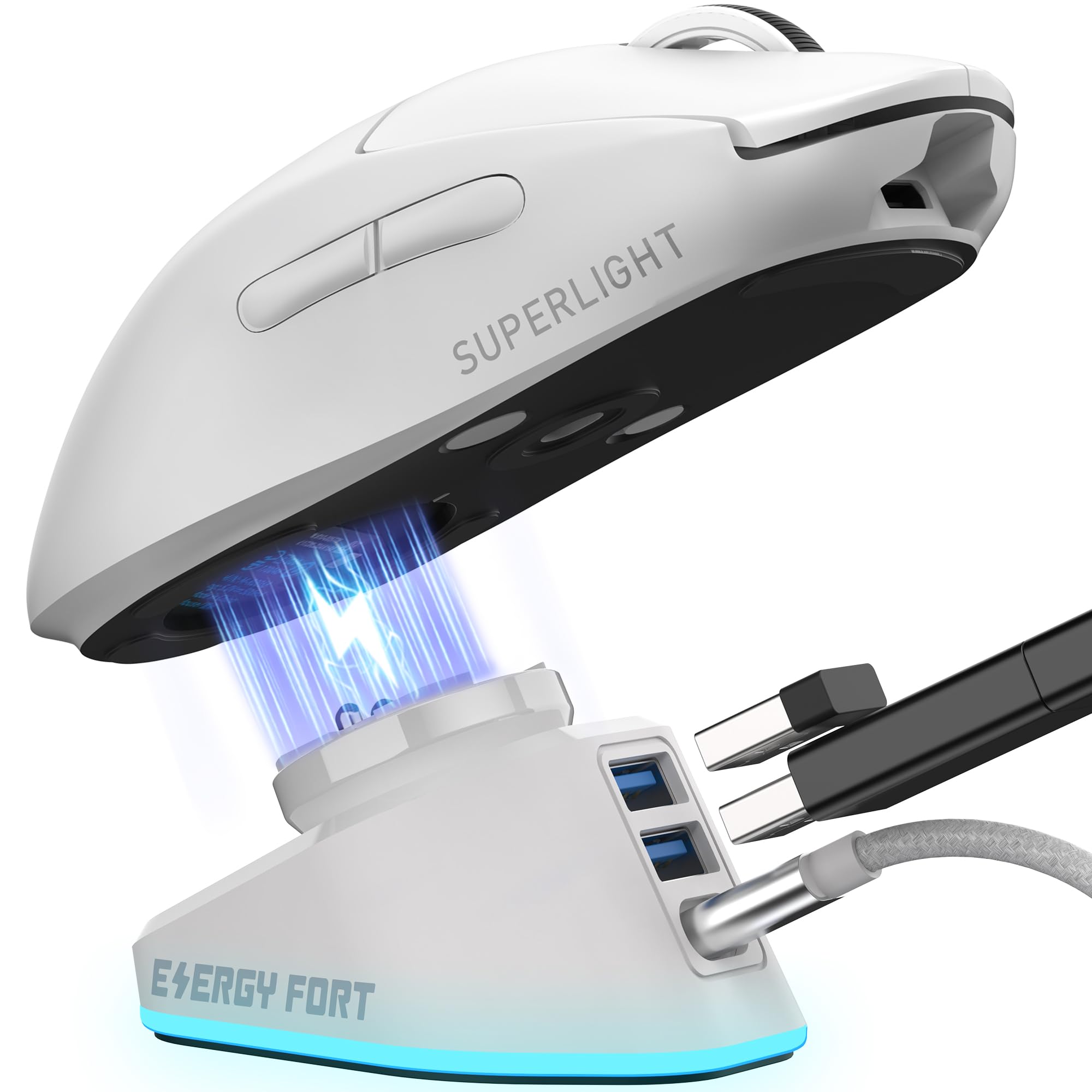 Charger Dock for Logitech Mouse G PRO X SUPERLIGHT 2,G502/G502X/G502X Plus Lightspeed, G703, G903, G PRO Wireless Gaming Mice Charging Station, Replace for Powerplay Wireless Charging System (White)