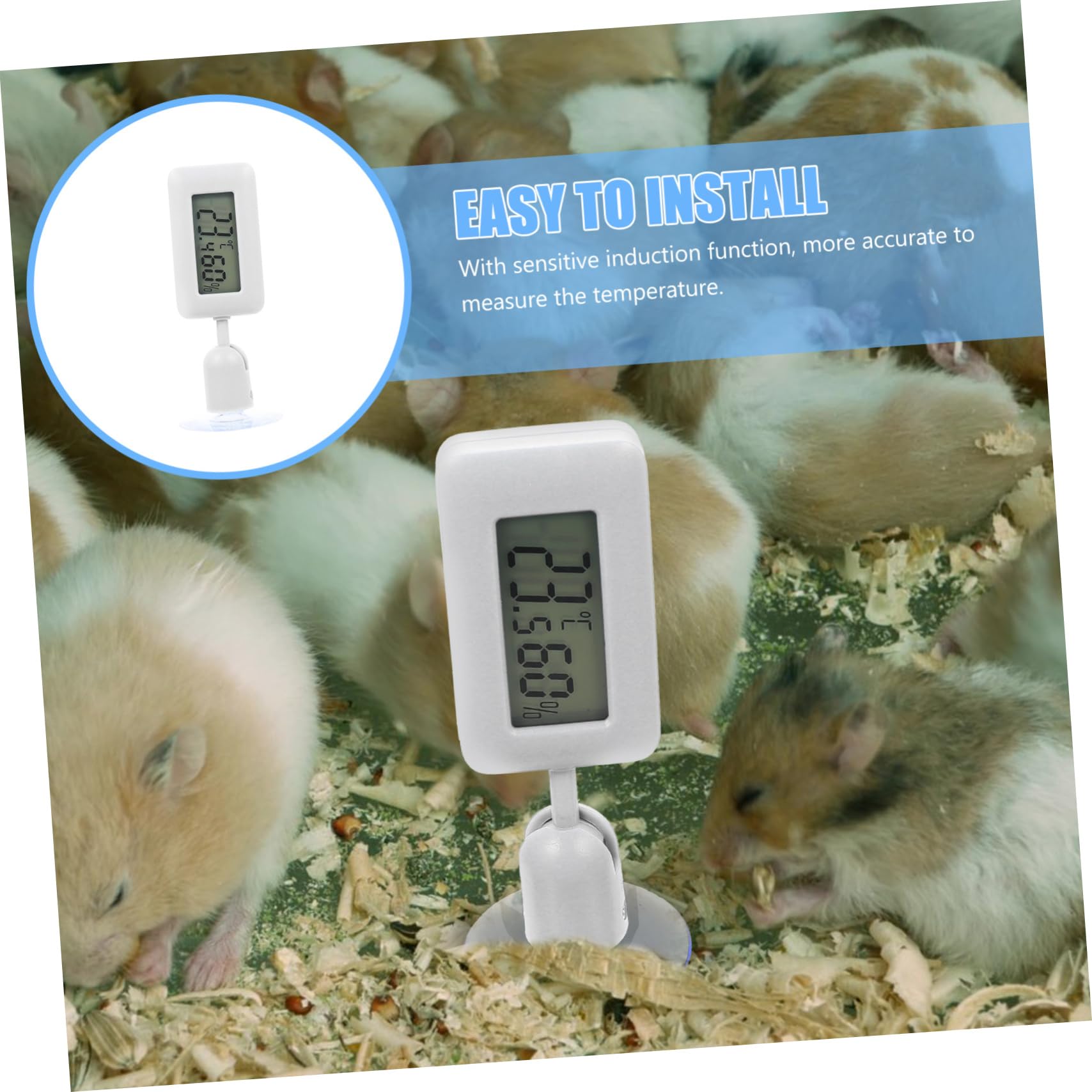 DOITOOL 4piezas Digital Para Reptiles Medidor De Temperatura Rotatorio Succión Para Acuarios y Terrarios Dispositivo De Medición De Temperatura Para Tortugas y Lagartos