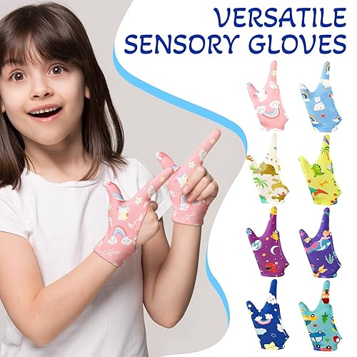 Miniatura 4 de Janmercy 16 Piezas Protector para Dejar de Chuparse el Dedo para Niños Guantes Masticables Transpirables Protector de Pulgar para Morderse las Uñas