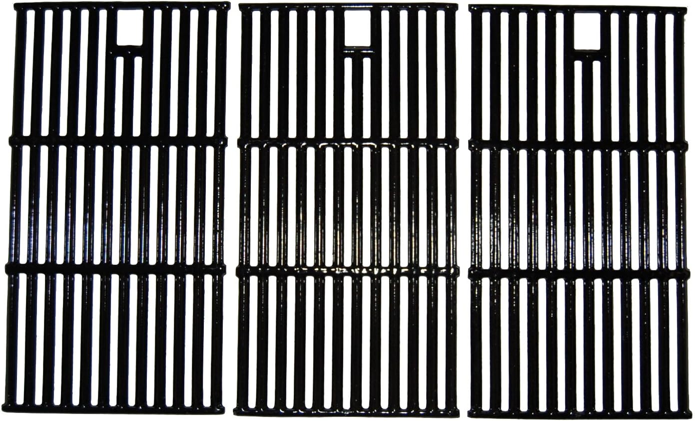 Music City Metals 65223 Gloss Cast Iron Cooking Grid Replacement for Select Gas Grill Models by Brinkmann, Charmglow and Others, Set of 3
