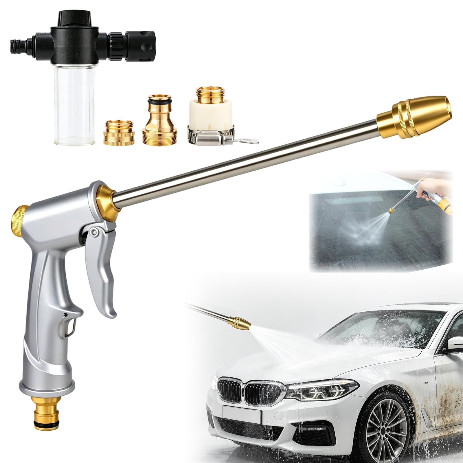 Embout long pour tuyau d'arrosage idéal pour le lavage de voiture et jardin