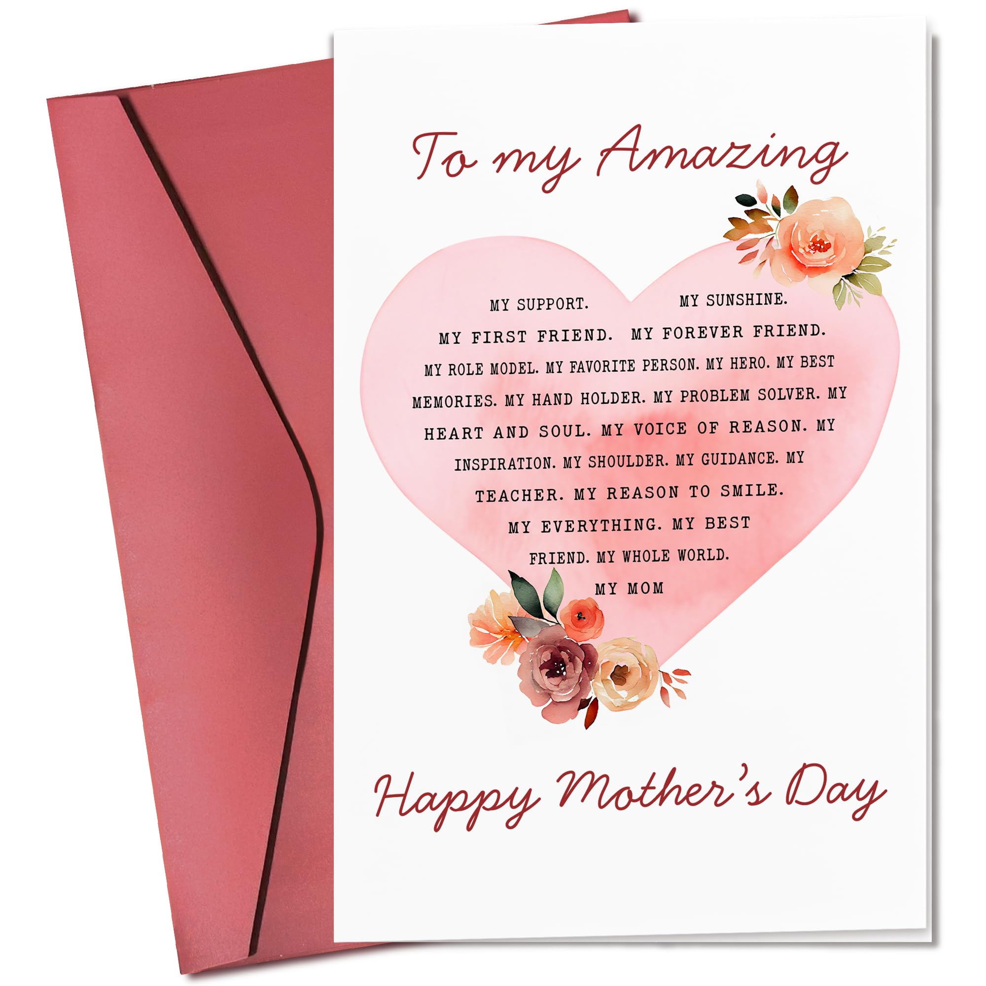 Pawzity Mothers Day Cards for Mom from Daughter, Son - Happy Mothers Day Card for Mom, Mother, Mama - Mother's Days Cards from Kids - Single 5.3''x 8'