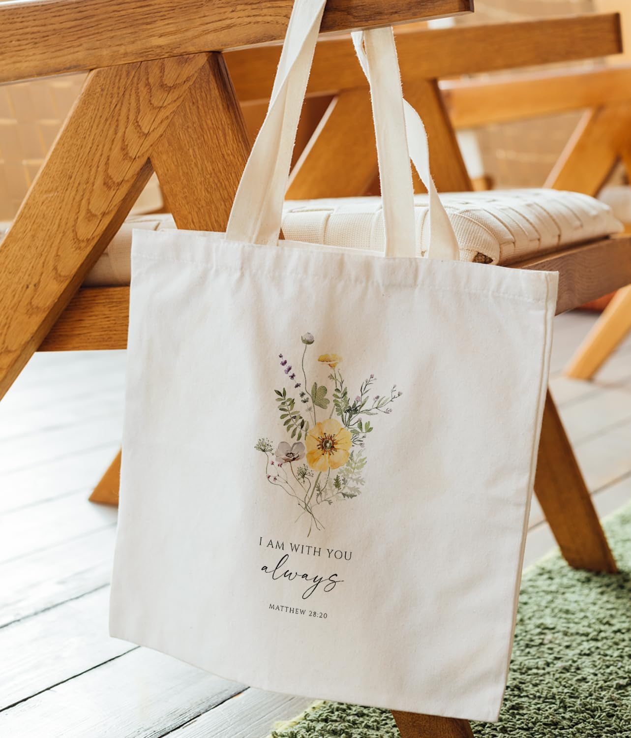 Inspirational Christian Bible Verse Foral Tote Bag for Women image 5
