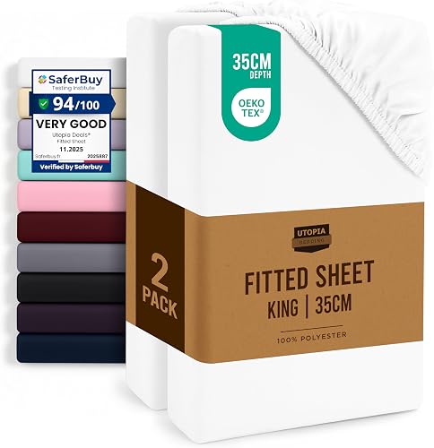 Utopia Bedding Lot de 2 Drap Housse - Blanc, 150 x 200 cm…