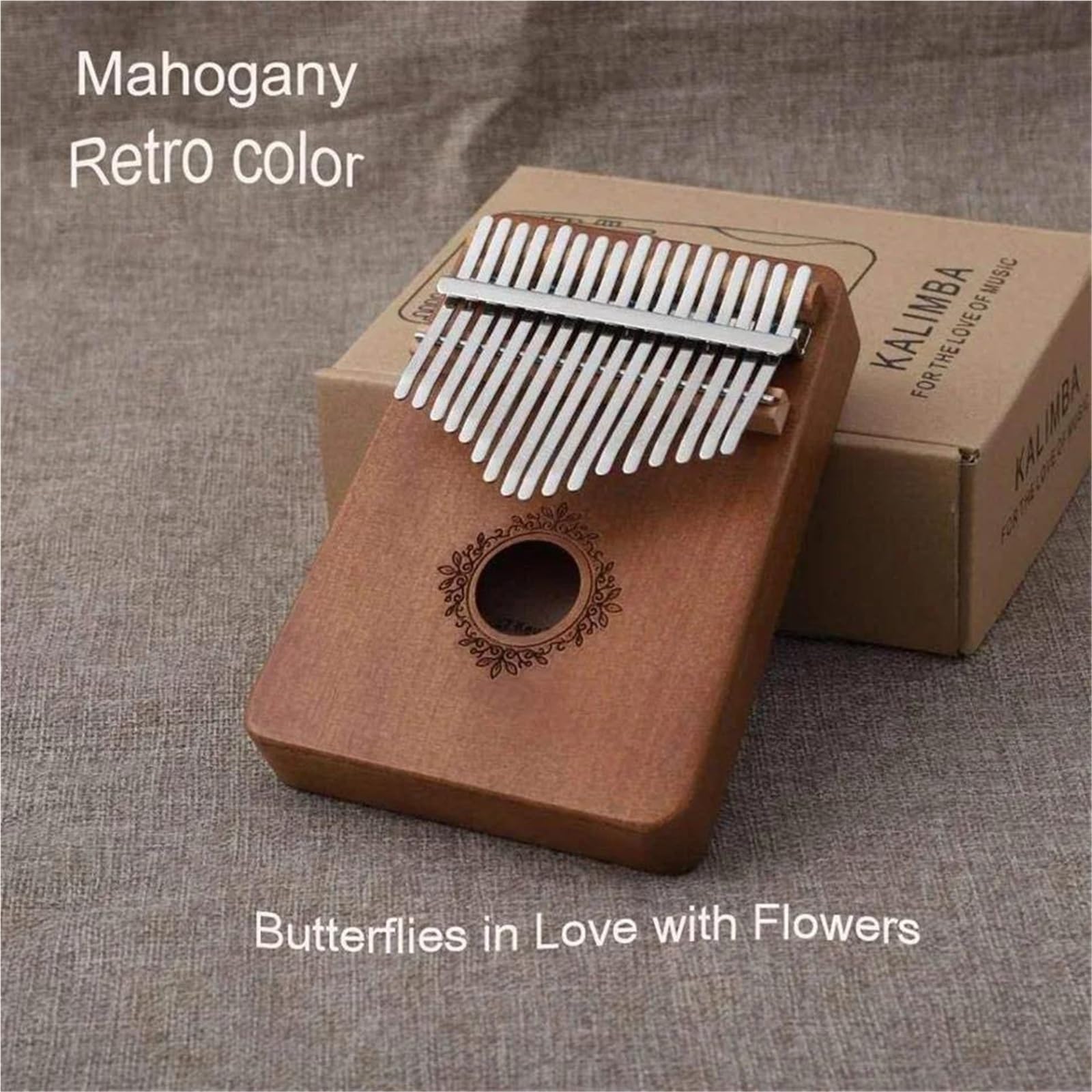 Kalimba 17 Tasten Daumenklavier Holz Mahagoni Mbira Korpus Mit Kalimba-Tasche Kreative Spieluhr Fingerklavier Fingerklaviere(Style 3)