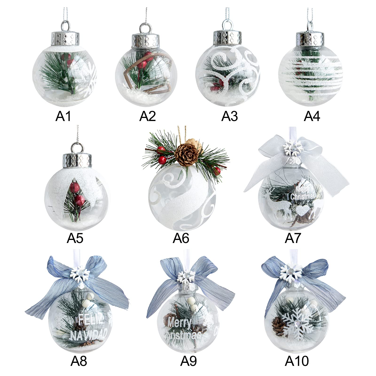 Lawei, 30 palline di Natale in plastica trasparente, riempibili, riutilizzabili, per fai da te, progetti artigianali, albero di Natale, decorazioni per feste di nozze, 8 cm