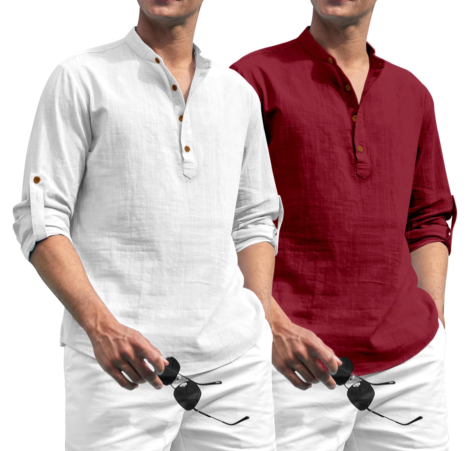 Men’s Cotton Polyester Blend Kurta Shirt | Mandarin Collar Short Placket | Full Sleeve Casual & Ethnic Wear | Lightweight Breathable Fabric | Perfect for Festive, Party-image-7