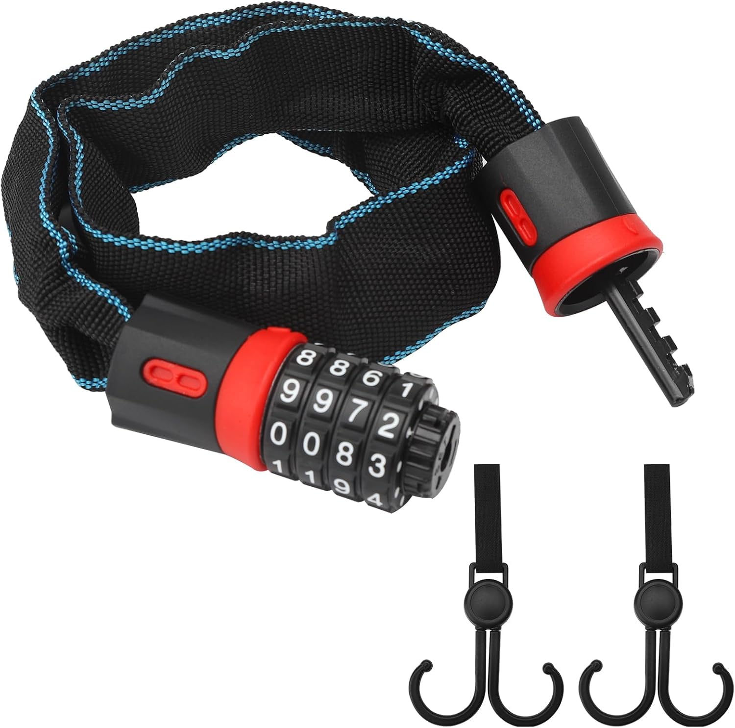 UOCAI Fahrradschloss Zahlenschloss Hohe Sicherheit Bike Lock 4-Stellig, 60cm Schwarz