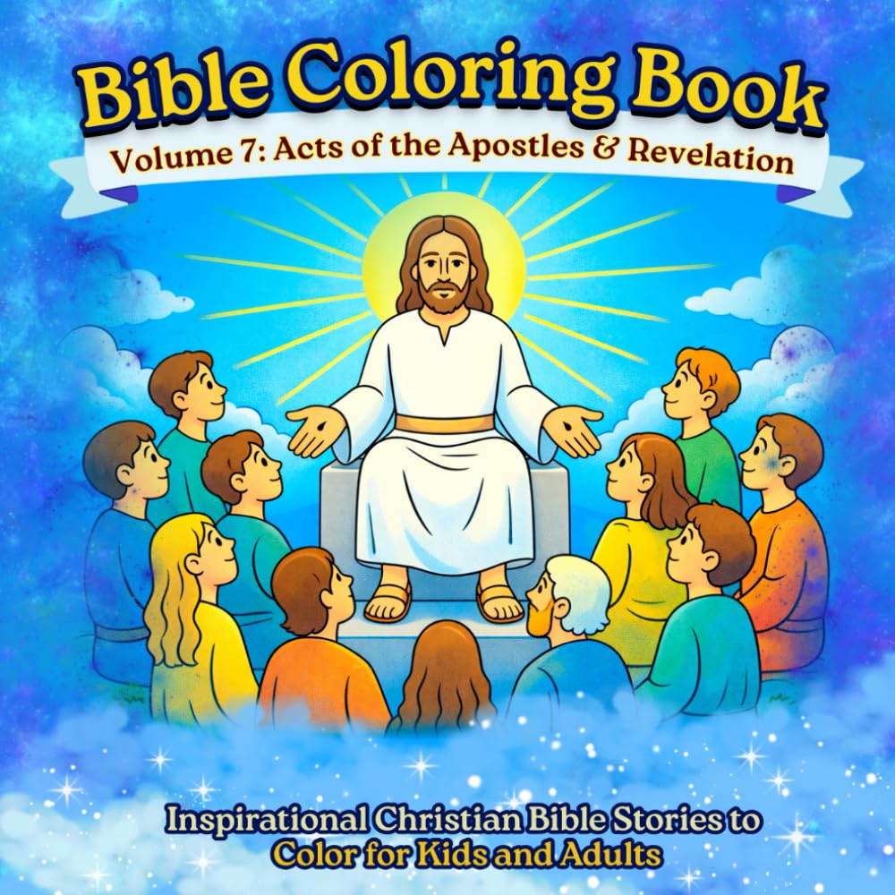 Bible Coloring Book: Volume 7: Acts of the Apostles & Revelation | Inspirational Christian Bible Stories to Color for Kids and Adults (Bible Coloring Book Series)