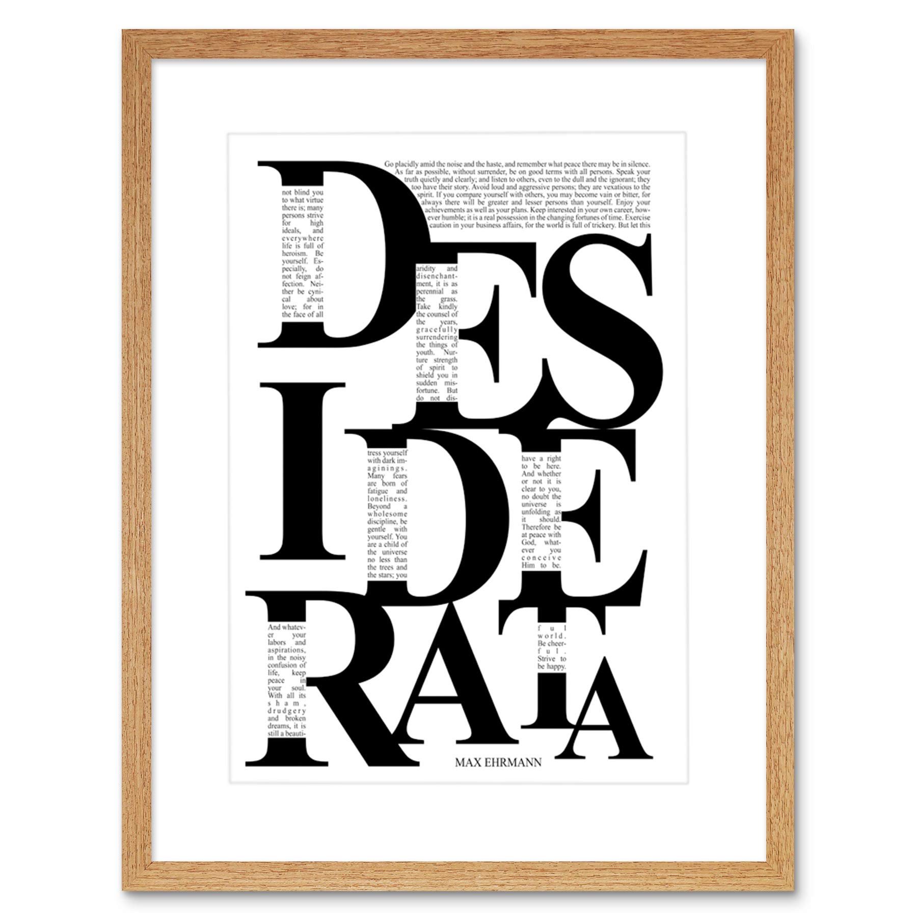 Wee Blue Coo Quote Desiderata Ehrmann Typography Motivation Framed Wall Art Print