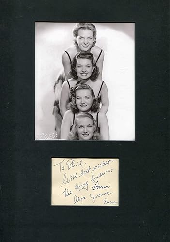 BIG BAND-ERA VOCAL GROUP The King Sisters autographs, signed card mounted