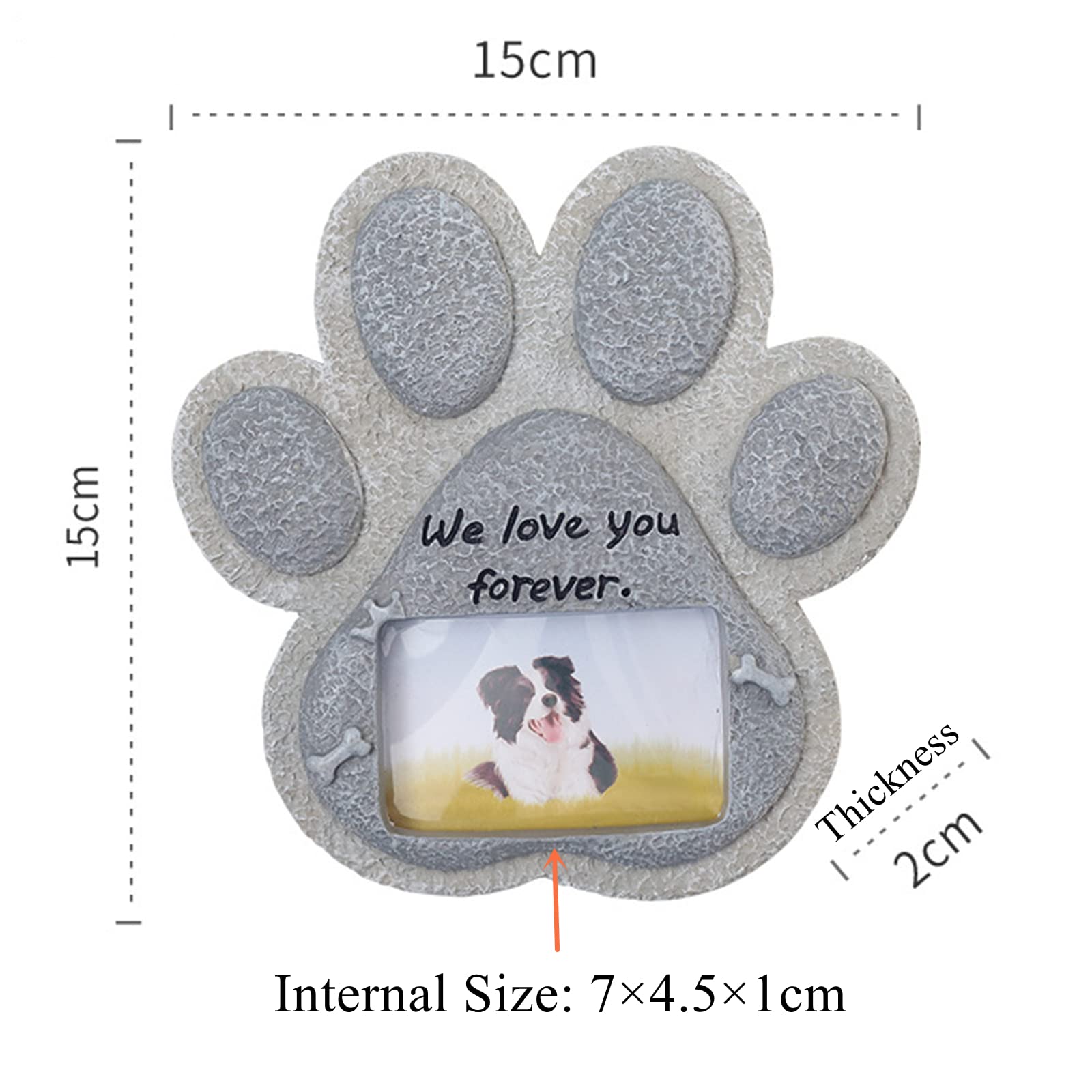 Pietra tombale per cani, resina a forma di cuore, decorazione per la tomba, resistente alle intemperie, per prato e giardino, impronta digitale
