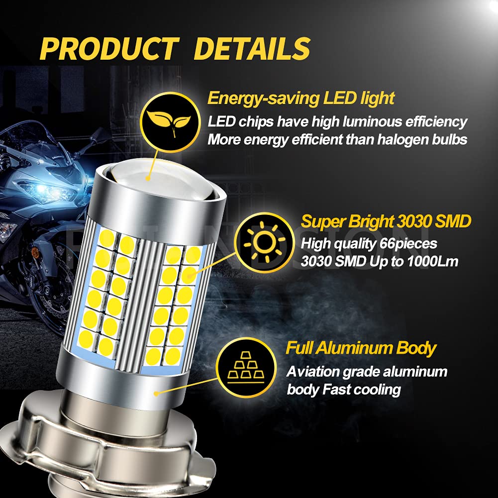 Ruiandsion 1pc P26S LED lampadina da DC 6V luminosa eccellente 3030 66SMD chipset con la lampadina LED bianco 6000K proiettore per il motociclo della motocicletta faro