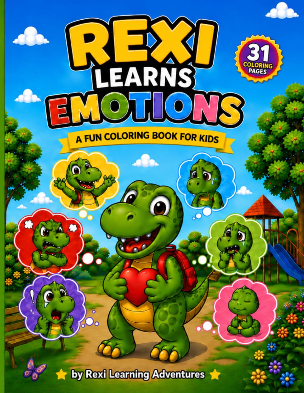 Rexi Learns Emotions: 31 Fun Coloring Pages for Kids Ages 4–8