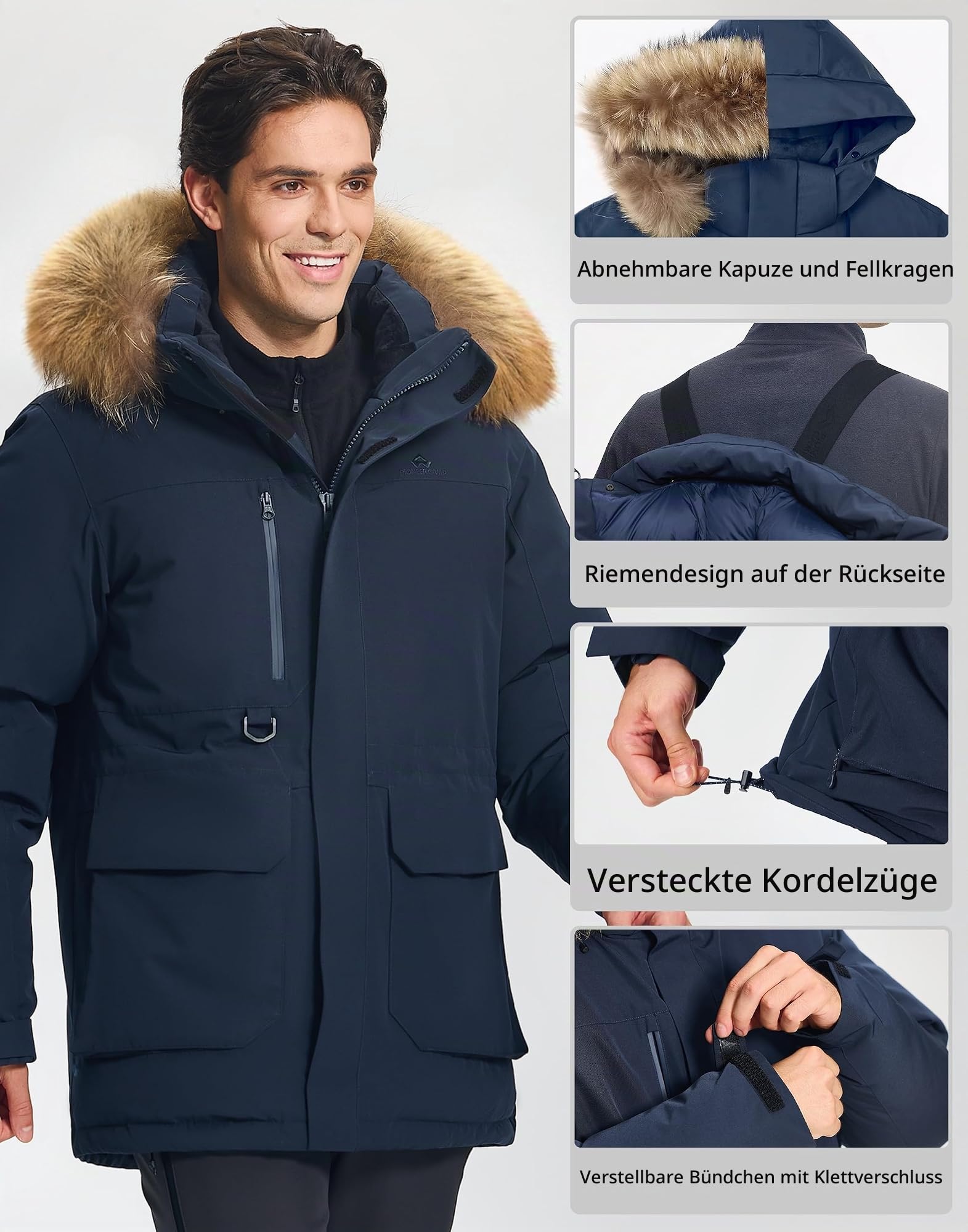 Pioneer Camp Herren Winterjacke Parka – Warm Wasserdicht für Outdoor & Alltag