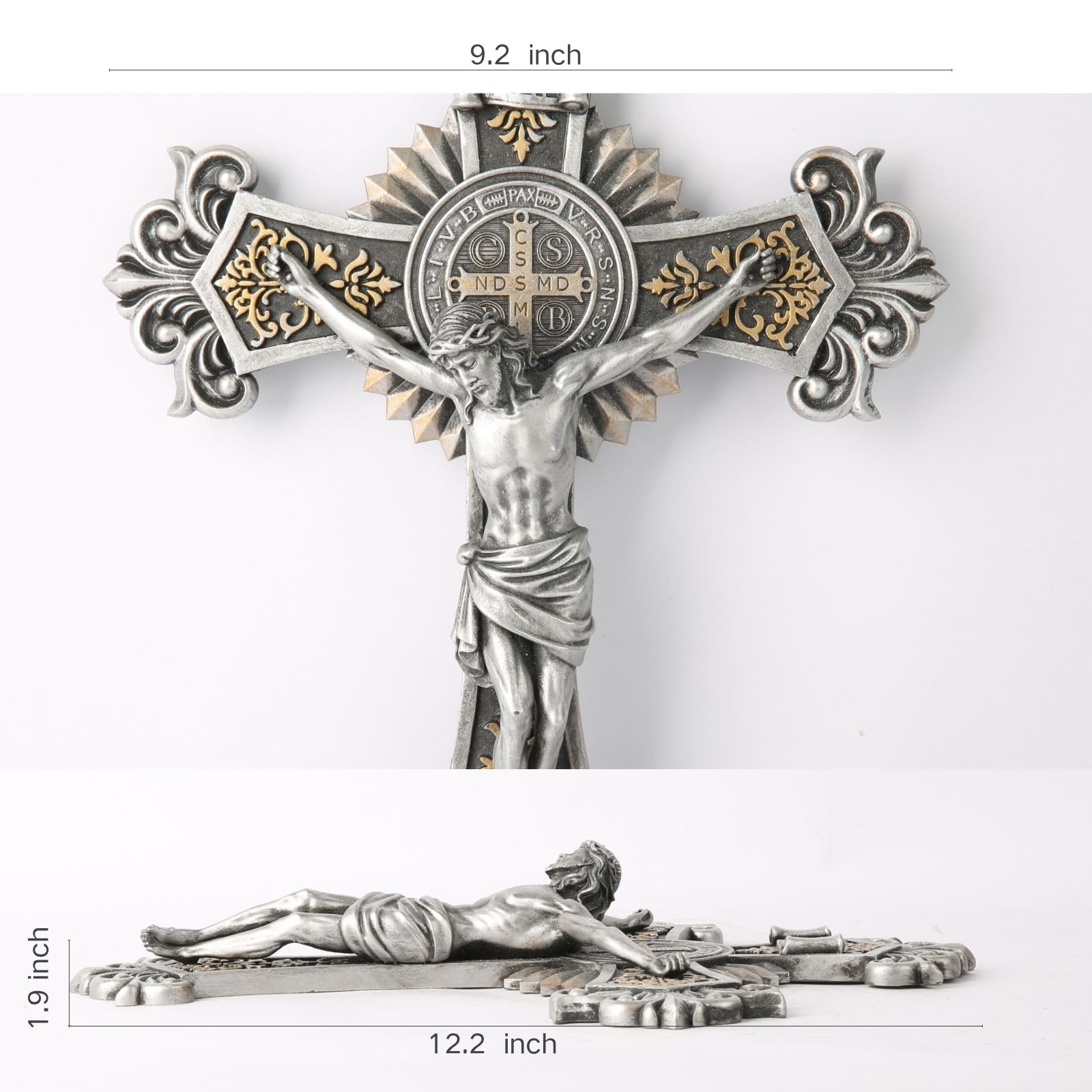 Amazon.co.jp: BCカトリック聖ベネディクト十字架壁十字架、エレガント