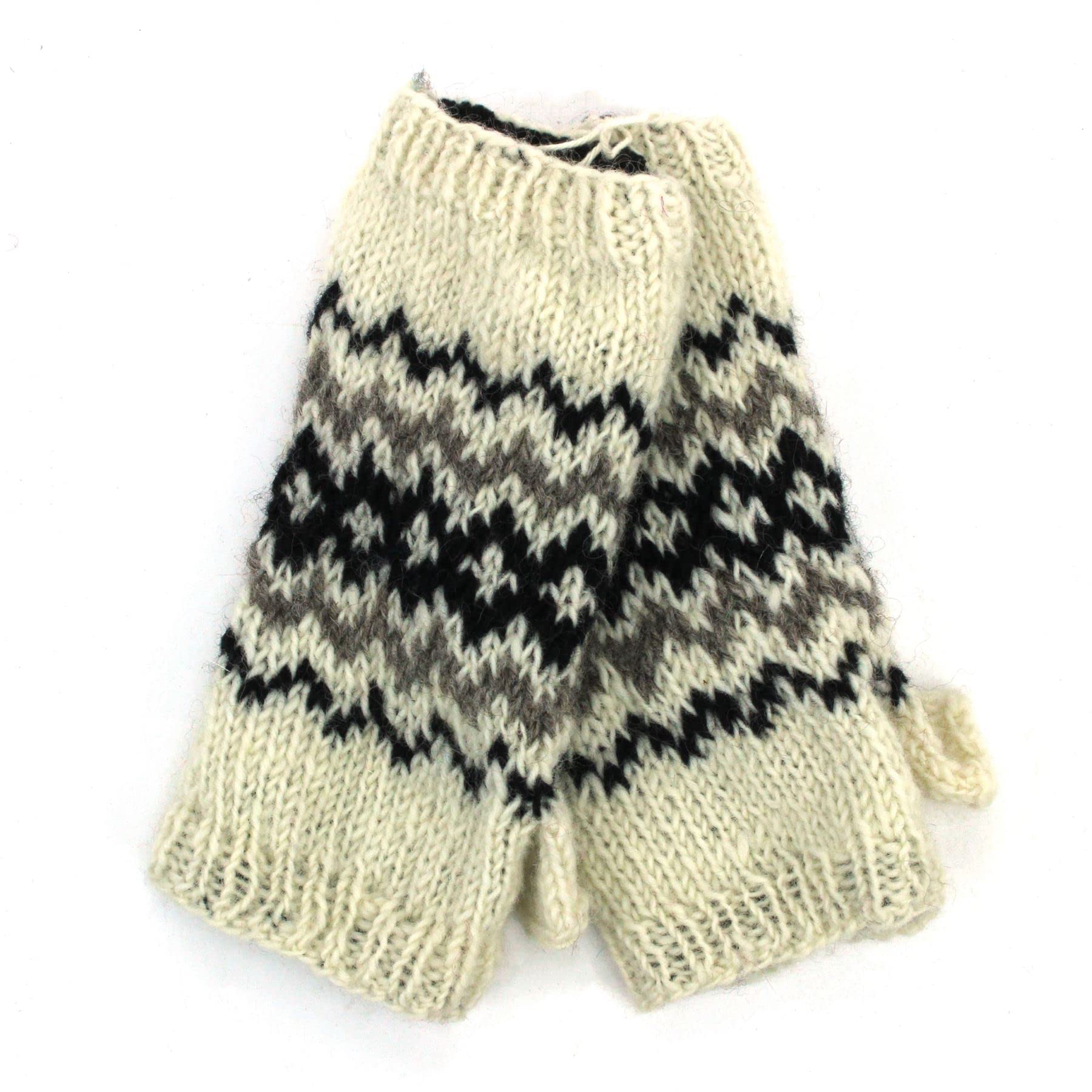 LOUDelephant Hand Knitted Wool Arm Warmer - Fairisle Cream