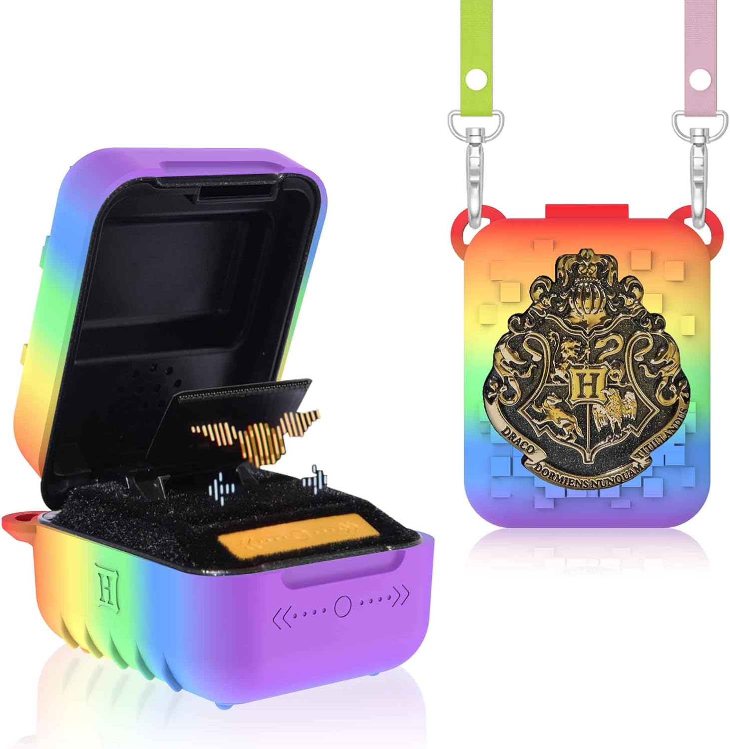 for Bitzee Harry Potter Silicone Case, Shockproof Protective Carrying Case for Harry Potter Bitzee Interactive Digital Pet with Lanyard (Black)