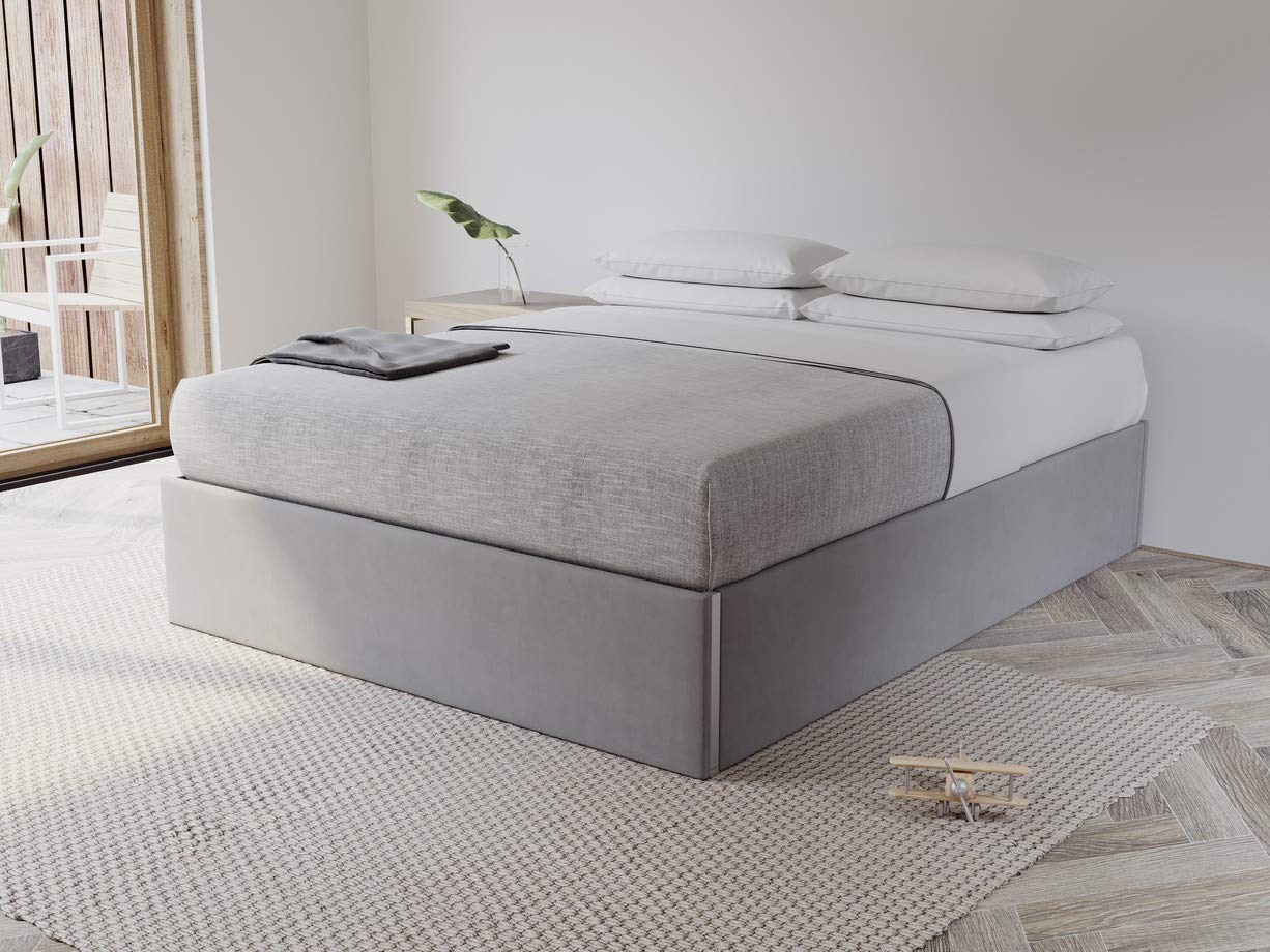 VANT Upholstered Platform Bed - King Size - Micro Suede Charcoal Grey - Easy Assembly Bed Frame No Box Spring Needed Foundation for Optimal Support - Sleek Modern Design for Any Bedroom