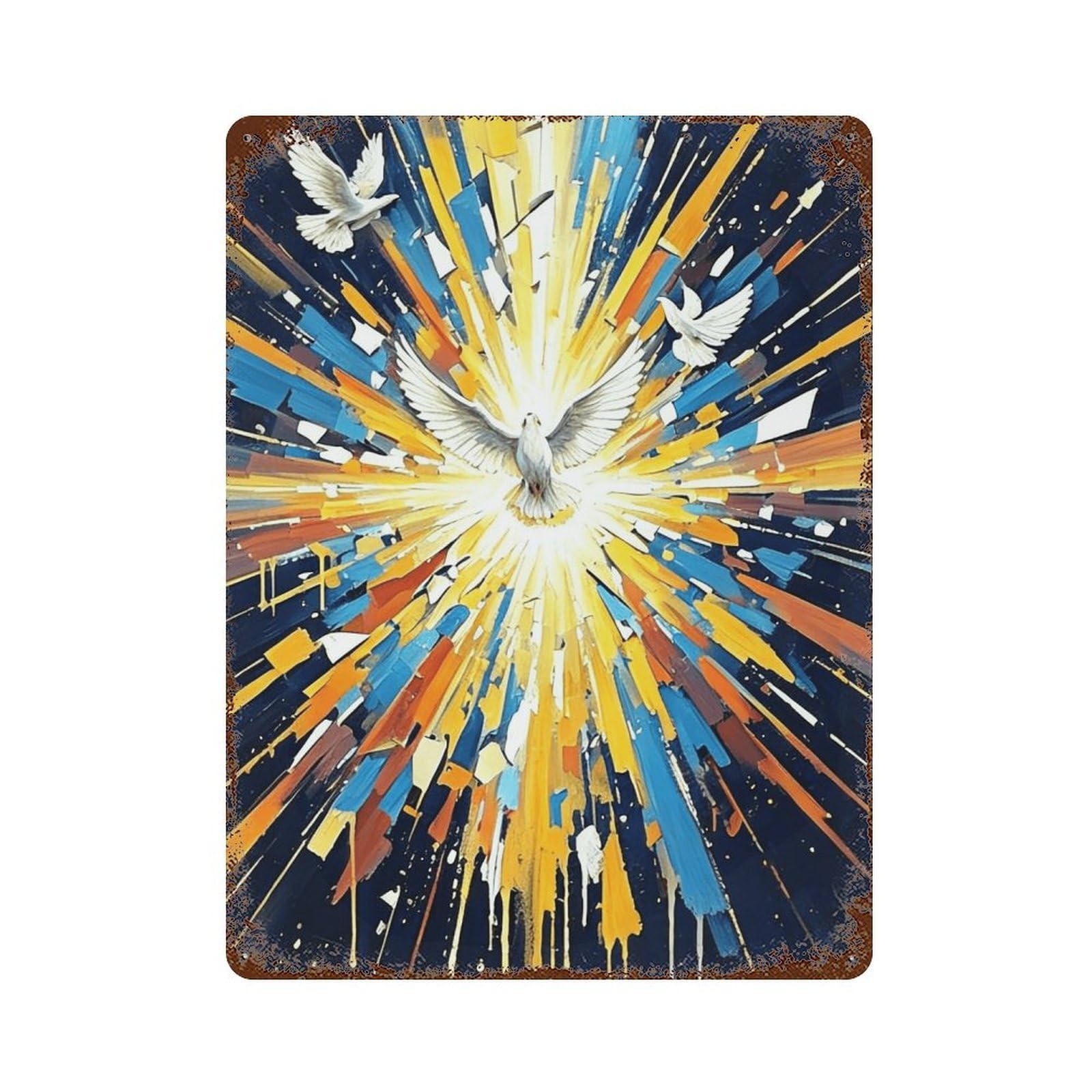 MGHTGRWE Christ And Dove of Peace (4) Poster Wall Art Iron Vintage Metal Tin Sign Modern Home Cofffee Club Art Bar Shop Decor 40x30cm