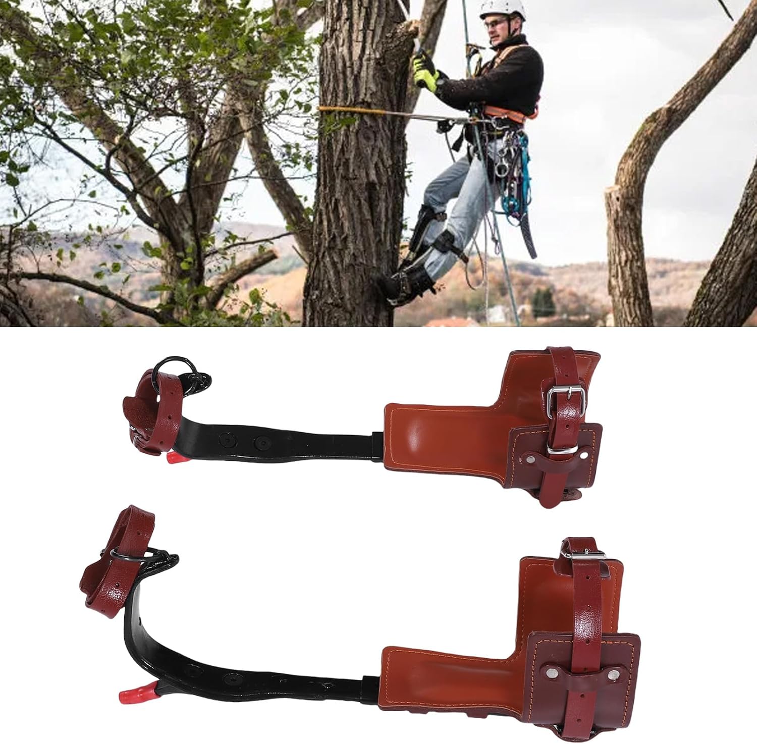 JTLB Tree Climbing Gears Anti Slip Height Adjustable Tree Climbing Spurs with Gloves for Work Trimming Picking Fruit