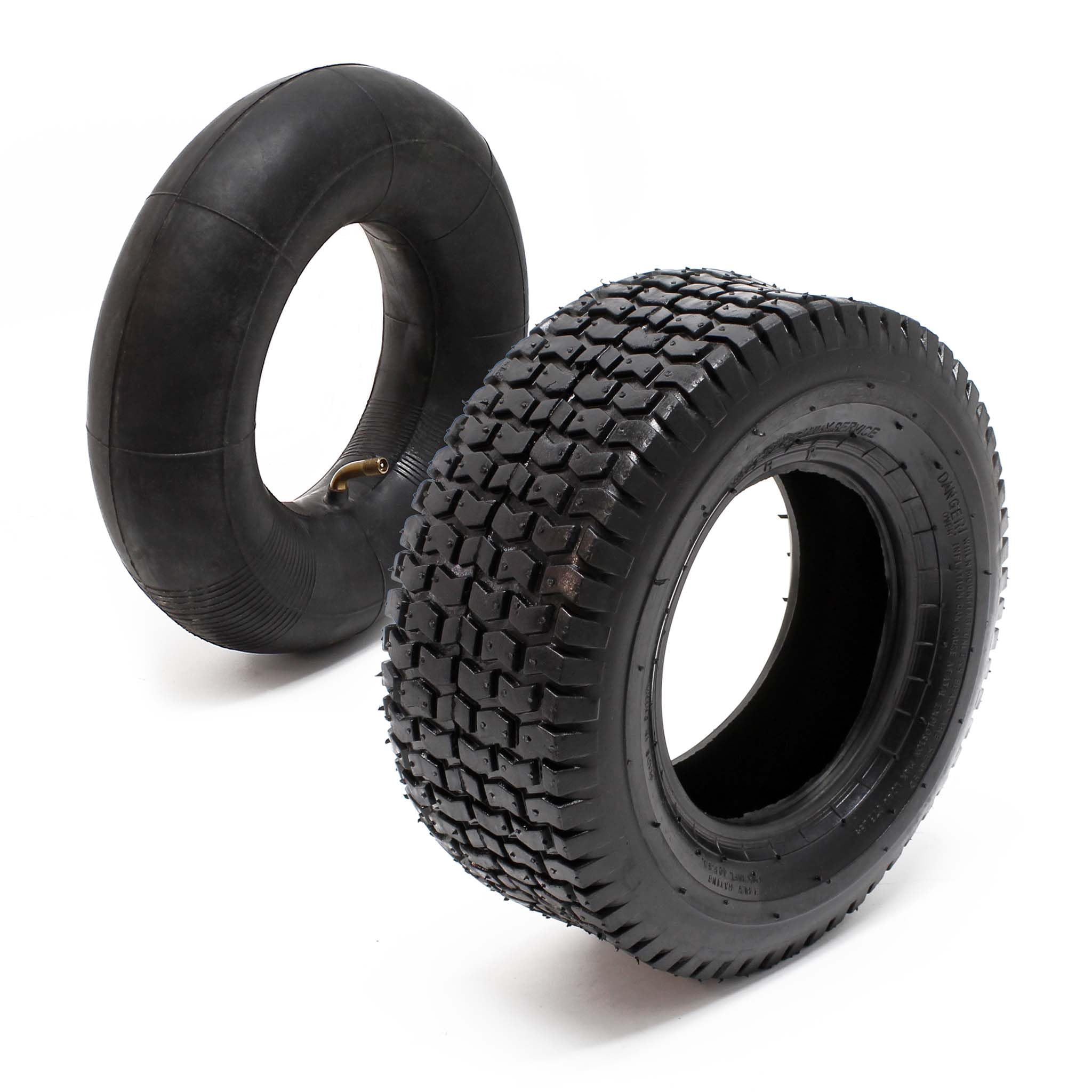 Set 2x cubiertas 2x cámaras aire tractor cortacésped carro jardín 16x6.50-8 4PR Válvula angular