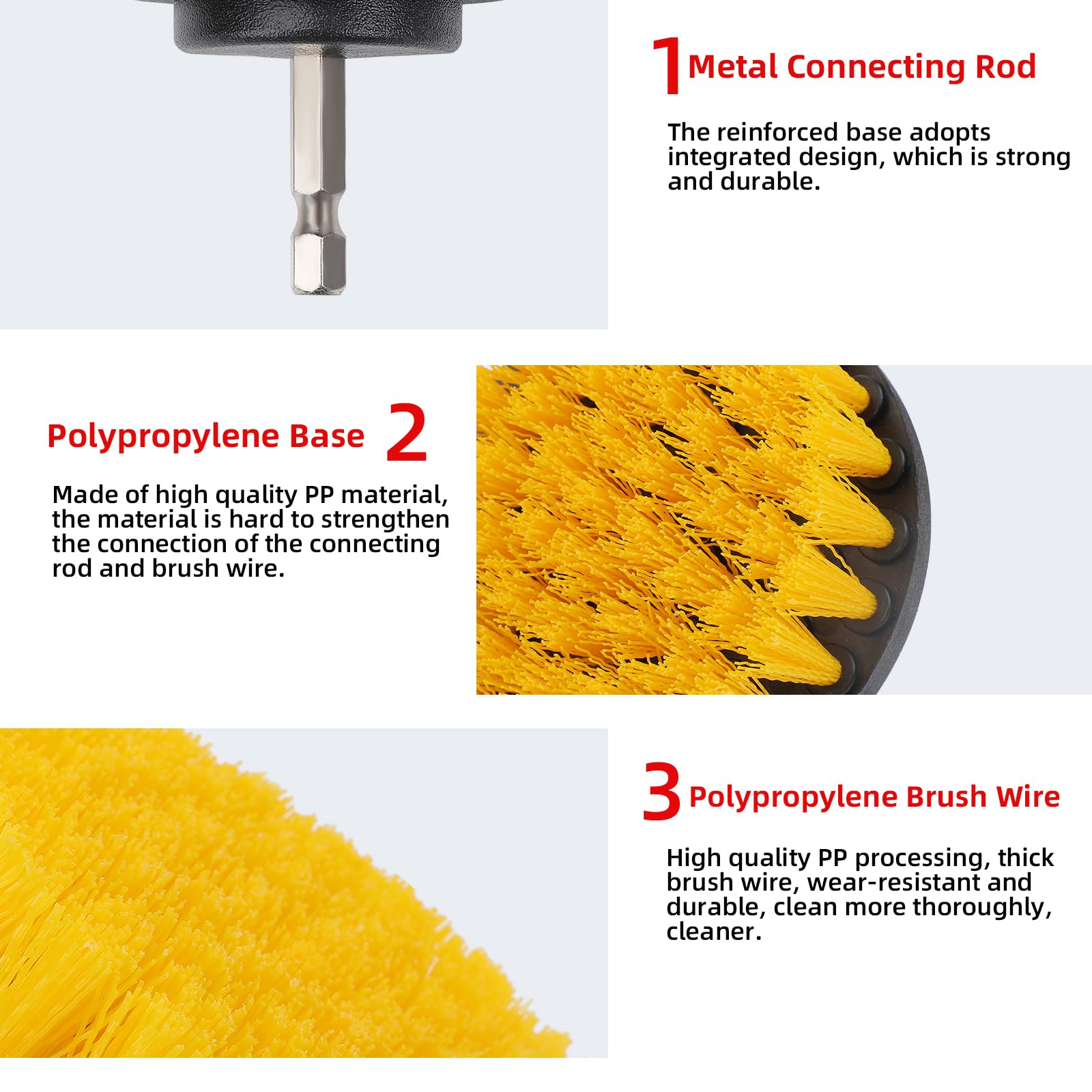 Bohrmaschinenbürsten Set 6 Stück Power Scrubber Reinigung Kit Auto Küchen Fliesen Teppiche Bohrmaschine Akkuschrauber Bürste Drill Brush Befestigung (Bohrmaschine Nicht enthalten)