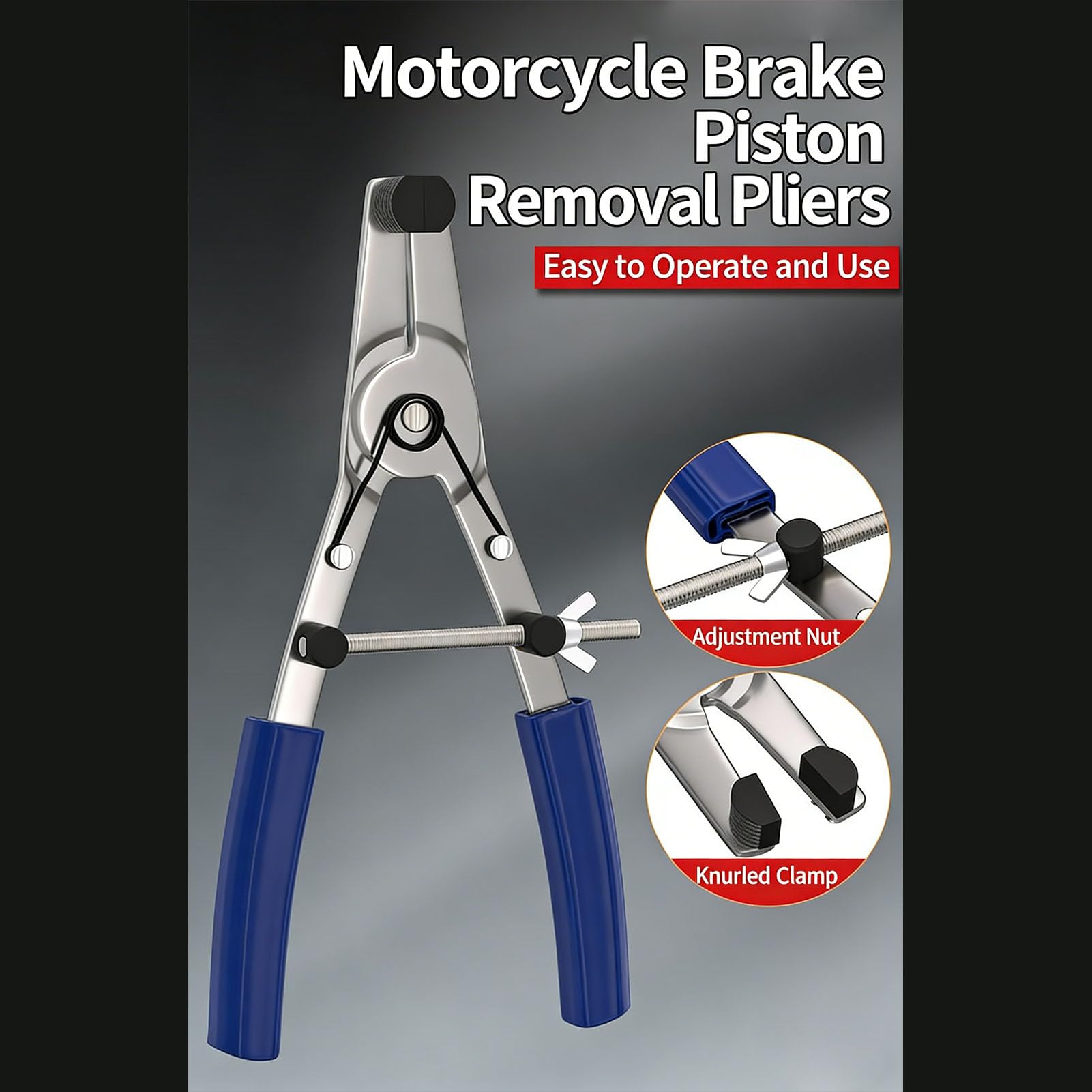 Sxhlseller Pinza per Rimozione Pistone Freno, Strumento Estrattore Pistone Pinza Freno 18-44mm per Manutenzione Moto con Meccanismo a Vite Fisso, Struttura in Acciaio, Resistente e Portatile