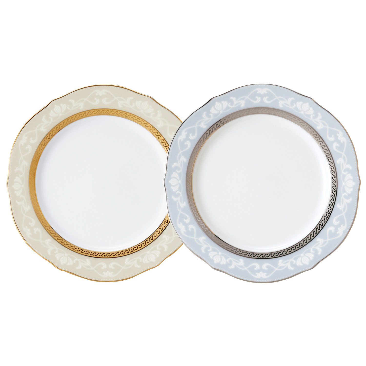 Noritake P91310/4335-6 Hampshire Gold & Platinum, 2 Pieces, Gold/Silver, Fine Porcelain (Set of Color-Changing Pair), 9.1 inches (23 cm)