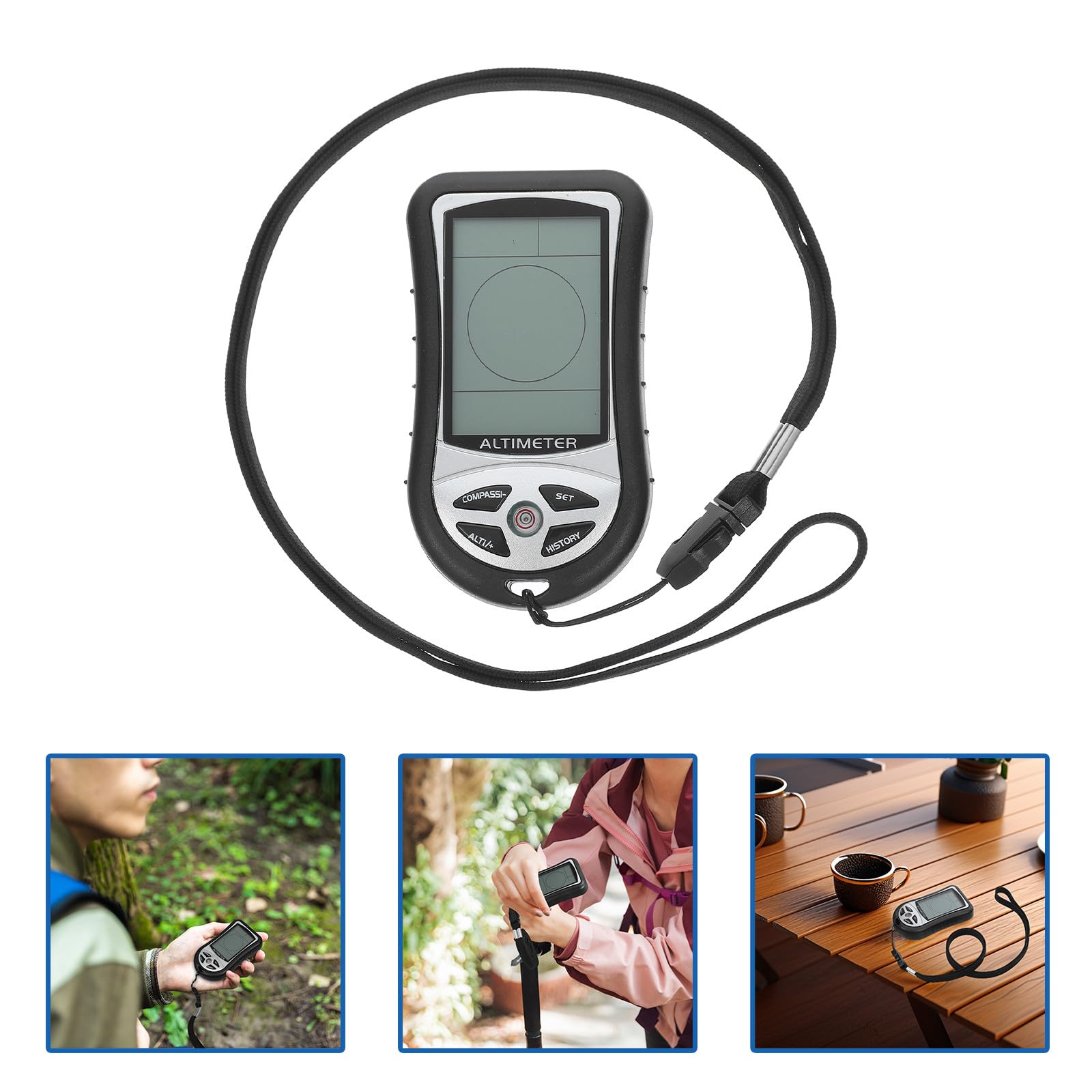 Tragbarer Digitaler Barometer Kompass Höhenmesser Schwarzes Outdoor Handgerät für Wandern Bergsteigen und Camping Präzises Elektronisches Messgerät aus Technischem Kunststoff