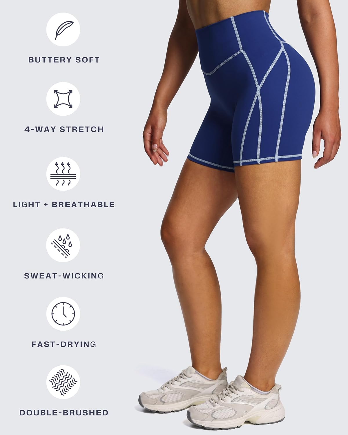 Aoxjox Lexi Lined Workout Biker Shorts for Women Tummy Control High Waisted Exercise Athletic Gym Running Yoga Short 6" - Image 5