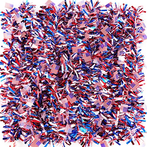 6 Pcs 39.4 Ft 4Th Of July Tinsel Garland Patriotic American Flag Tinsel Garland Metallic Tinsel For Independence Memorial Day Party Decorations #TOP28