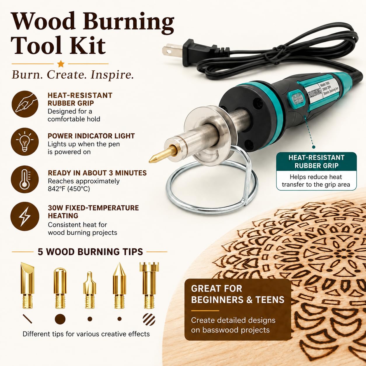 Wood Burning Kit for Beginners - Create Stunning Designs -5