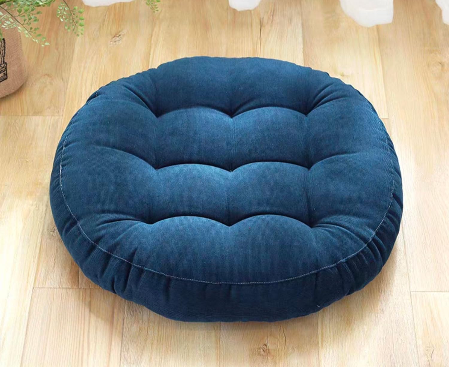 MGEMJMJ Meditation Floor Pillow,Large Round Floor Cushions For Adults Tufted Corduroy Floor Seat Pillows Cushion For Living Room(Size:50x50cm(20x20inch),Color:Blue)