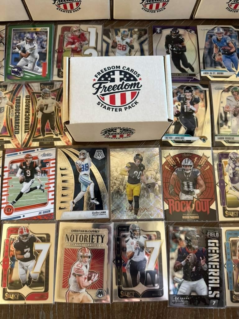 Freedom Cards Football Starter Pack, 100 Assorted NFL Trading Cards with Veterans, Stars, and Rookies