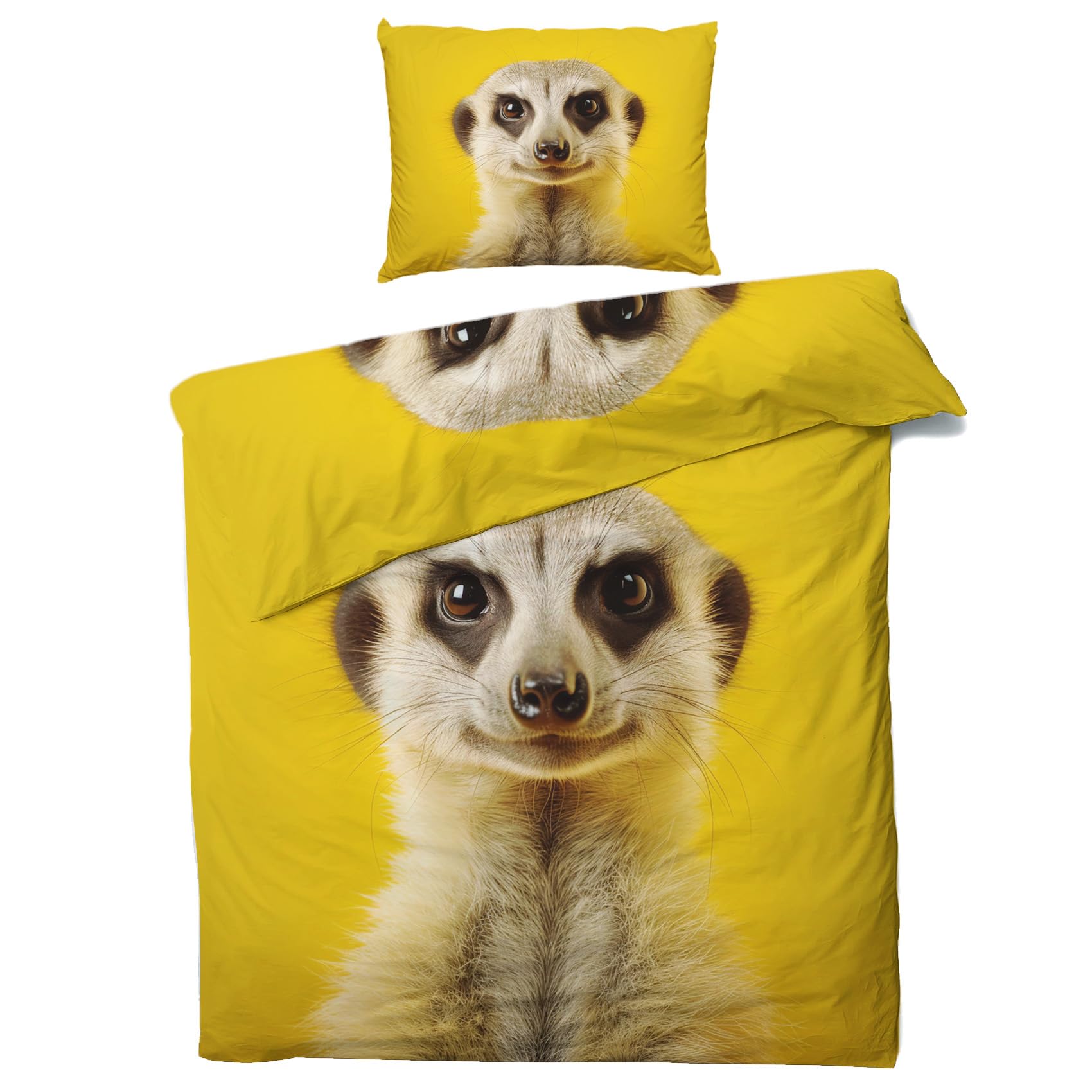 Erdmännchen Bettwäsche 3-teilig – Wendebettbezug 200x220 Cm & 2 Kissenbezüge 80x80 Cm, Mikrofaser, Weich