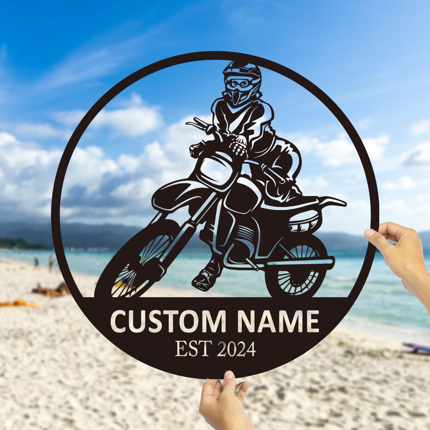 Custom Metal Wall Art - Personalized Motorcycle Sign, Bike Lover Gift Last Name Plaque, Garage Decor, Father's Day Gift (Style D)