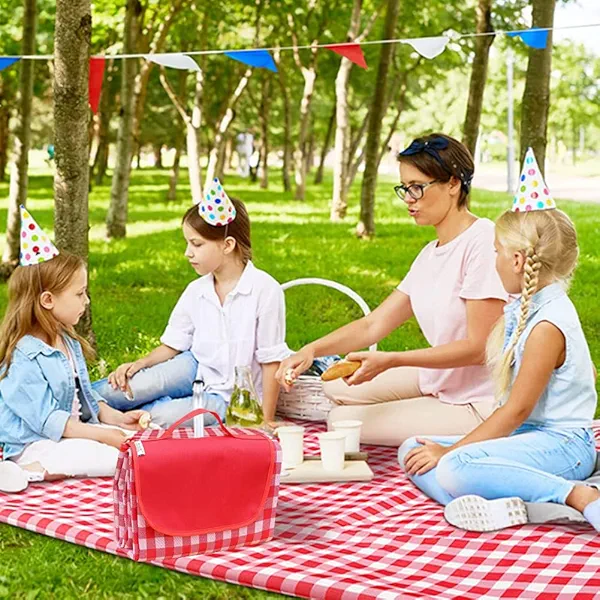 LRUUIDDE Oversize Picnic Beach Blanket, 80''x60'' Outdoor Waterproof Foldable, Sandproof Blankets Plaid Picnic Mat for Beach Camping on Grass Picnic Blankets (RED 1, 80x60in)