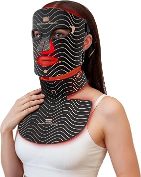 INIA GLOW LED Face & Neck Chest Mask, 850nm NIR, Red Yellow Blue LED Light