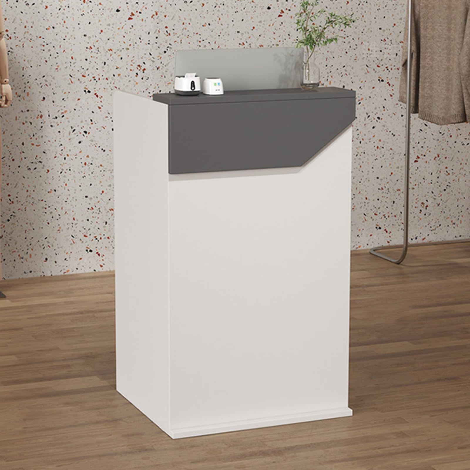 Comptoir De Réception, Comptoir De Réception De La Réception, Comptoir Bar avec Tiroirs, Comptoir Caisse Moderne, pour Magasin, Bureau,Hôtels, Salons De Coiffure, Spas(Color:Gray,Size:80cm)