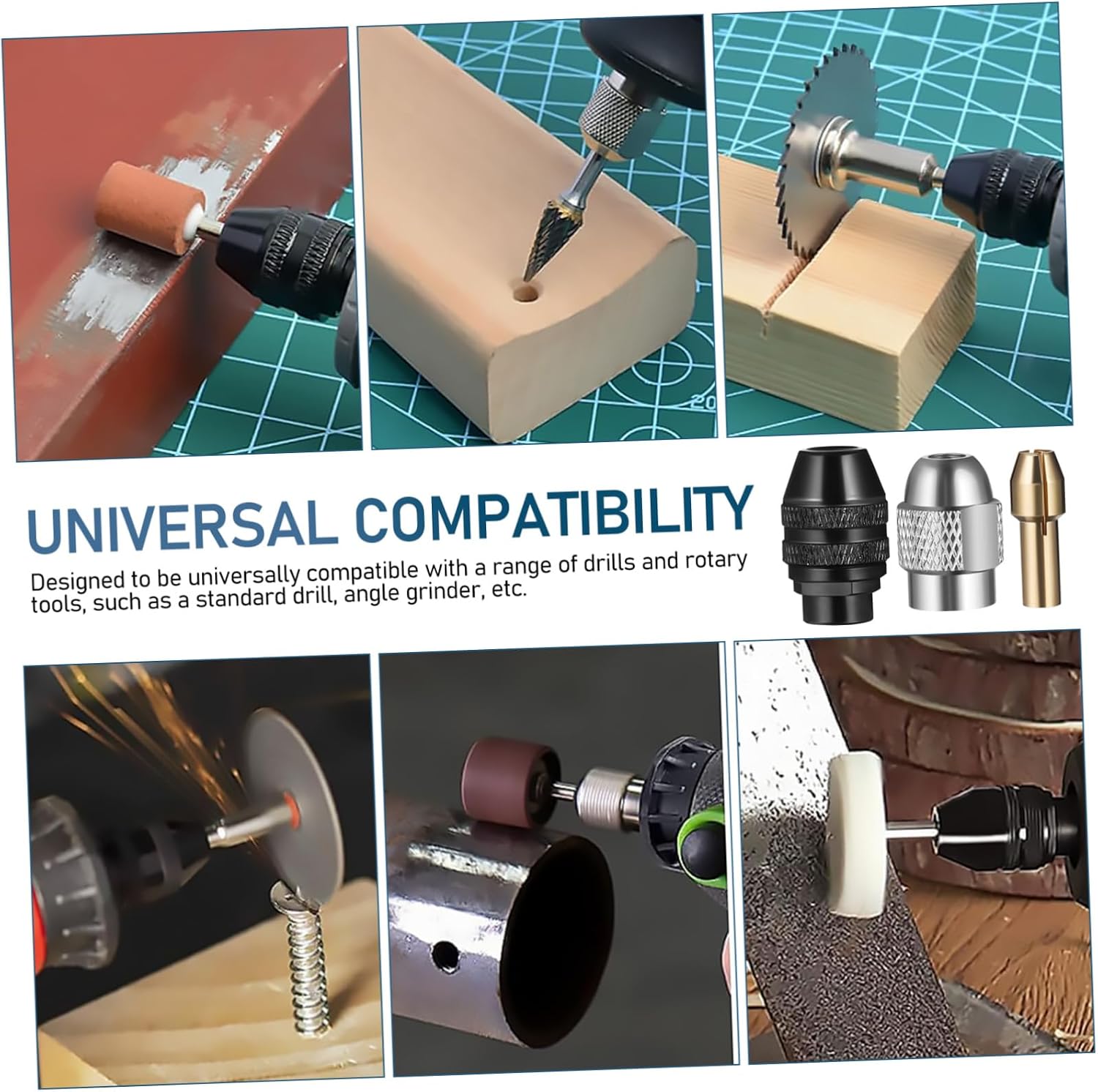 Holibanna Electric Drill Chuck Collet Compatibility Secure Clamping Variety of Copper Material Ratchet Wrench Drill Chuck Key Collet for Rotary Tool