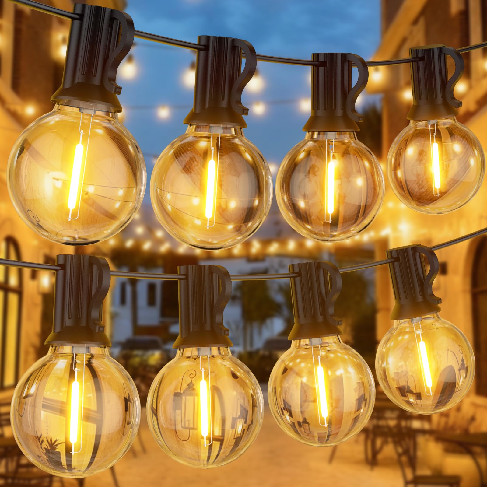 GPATIO Led Lichterkette Außen Strom - 30M 100FT 50+2 G40 Glühbirnen Garten Beleuchtung Balkon Outdoor Lichterketten Aussen IP45 Wasserdicht Pavillon String Lights für Garten Terrasse Party