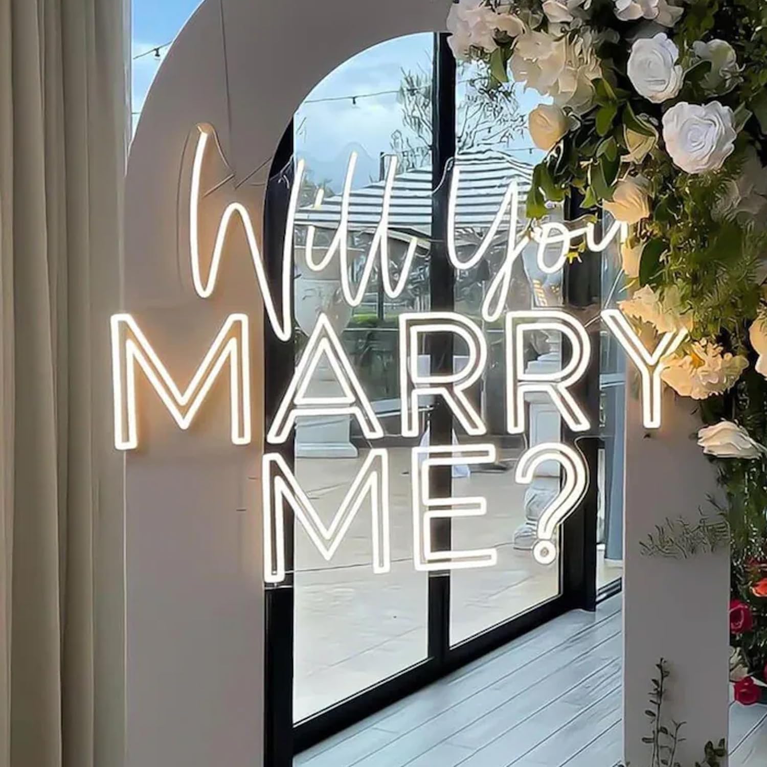Large Will You Marry Me? Neon Sign Custom Wedding Neon Sign for Marriage Proposal Home Wall Decor Wedding Party Wedding Backdrop Decorations Personalized Gift Neon Lights Event Decor. Size:25x19inches-Warm white