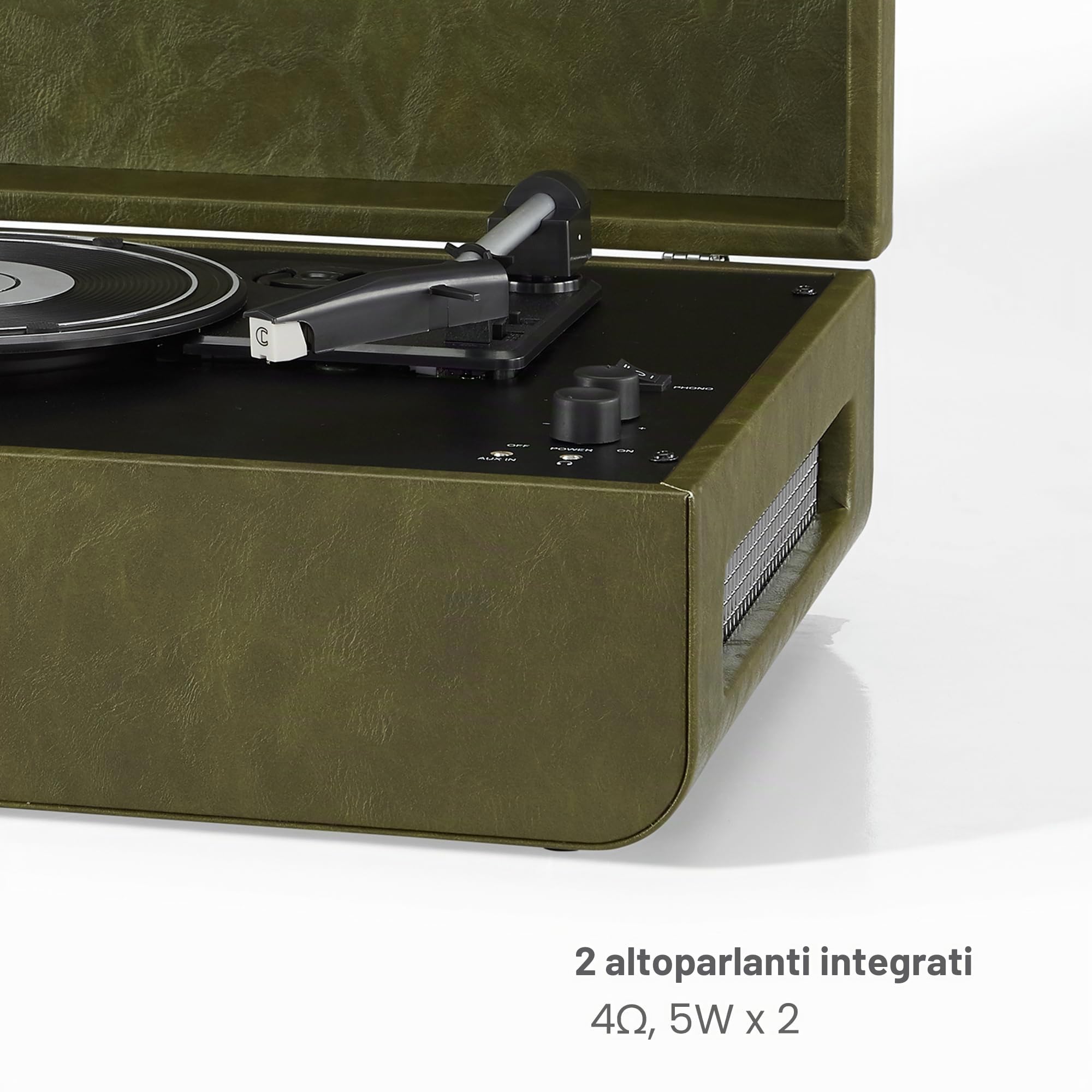 Crosley Mercury Giradischi Vinili con Bluetooth In/out - Giradischi Vintage Design - Lettore di Dischi a 3 Velocità - Per 7", 10" e 12" - Portatile con Custodia Integrata - Verde