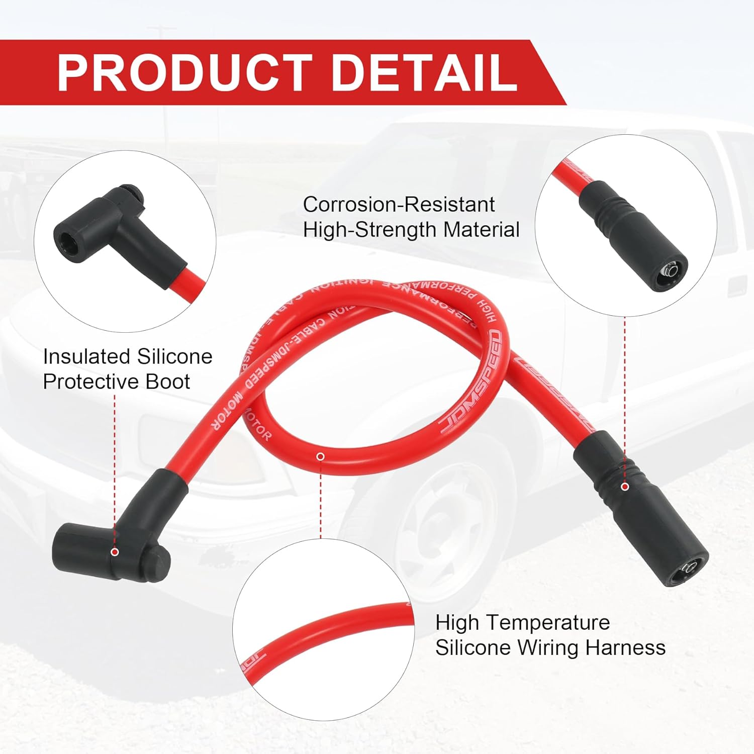 Spark Plug Wire Set 10.2mm Replacement For Chevy P30 Astro Blazer C1500 K1500 S10 1996-1998 Replacement For GMC P3500 C1500 Jimmy K1500 P3500 Safari Sonoma 1996-1998 9746T Set of 7