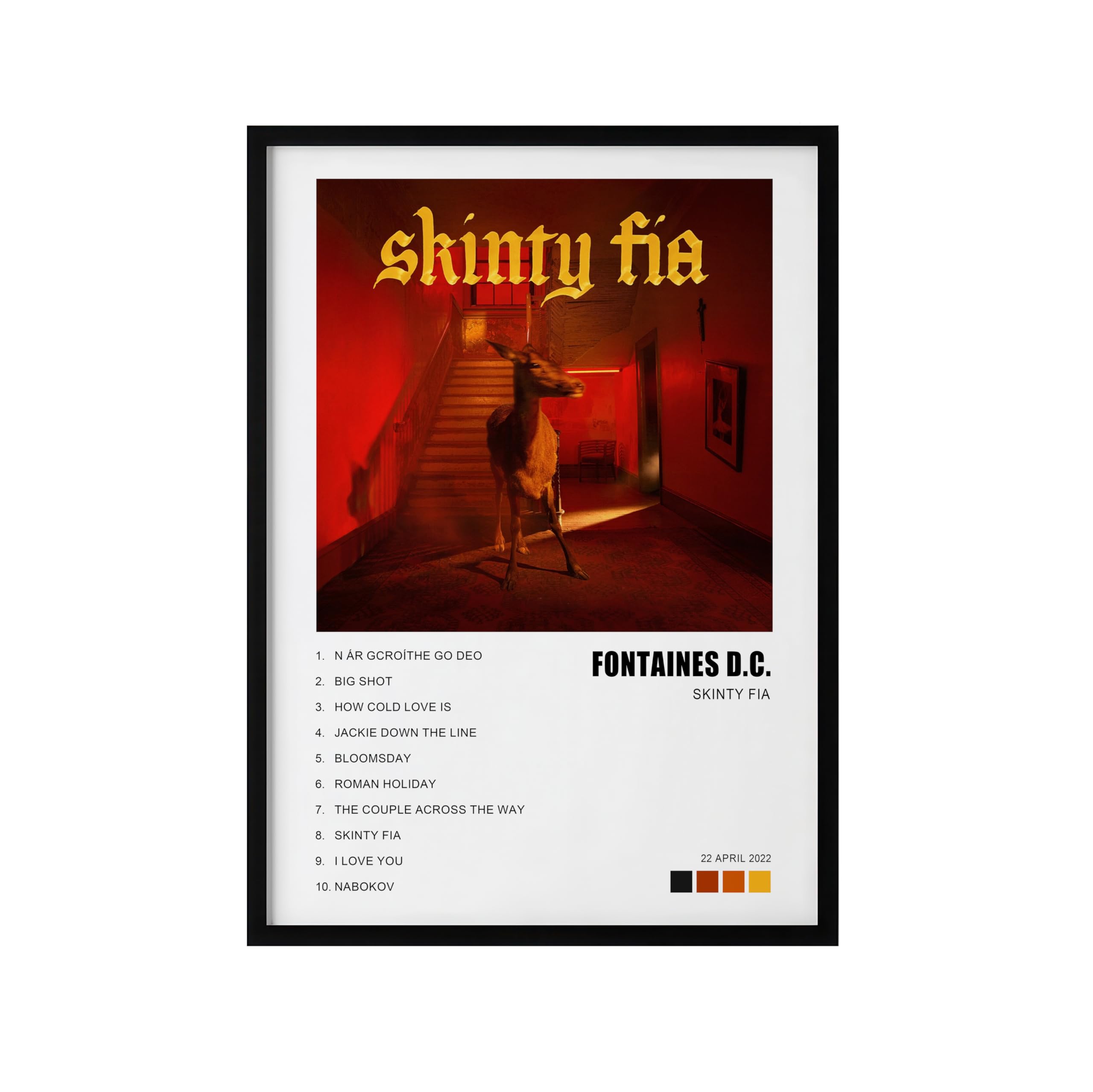 LISA MARIE DESIGNS Fontaines D.C. Album Poster – A Hero’s Death/Skinty Fia/Romance | Music Album Wall Art Print | A4 & A3 | Framed or Unframed (A3 Framed Black (297x420mm), Framed, Skinty Fia)
