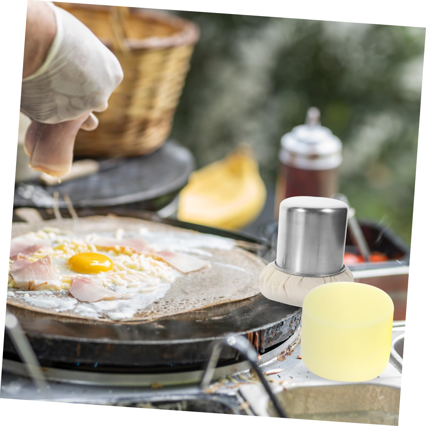 Brocha de Aceite para Cocina y Barbacoa Mango de Acero Inoxidable y Esponja, Adecuado para Esparcir Aceite Uniformemente en Pancakes y Asados Color Aleatorio